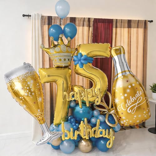 Image of 4PCS Champagne Balloons, Gold Champagne Bottle Glass Balloons Crown Shaped Helium Foil Balloon for Birthday Bachelorette Engagement Wedding Bridal Shower Graduation Anniversary Party Decorations