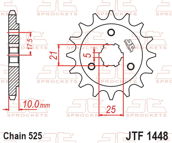 JT Sprockets JTF1448.14 14T Steel Front Sprocket , black
