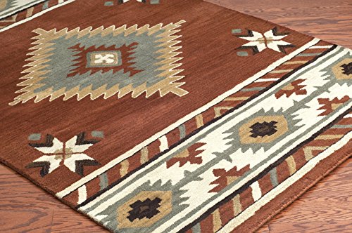 Rizzy Home Collection Wool Area Rug, 8' X 10', Rust/Khaki/Navy/Sage/Off White Southwest/Tribal #TOP1