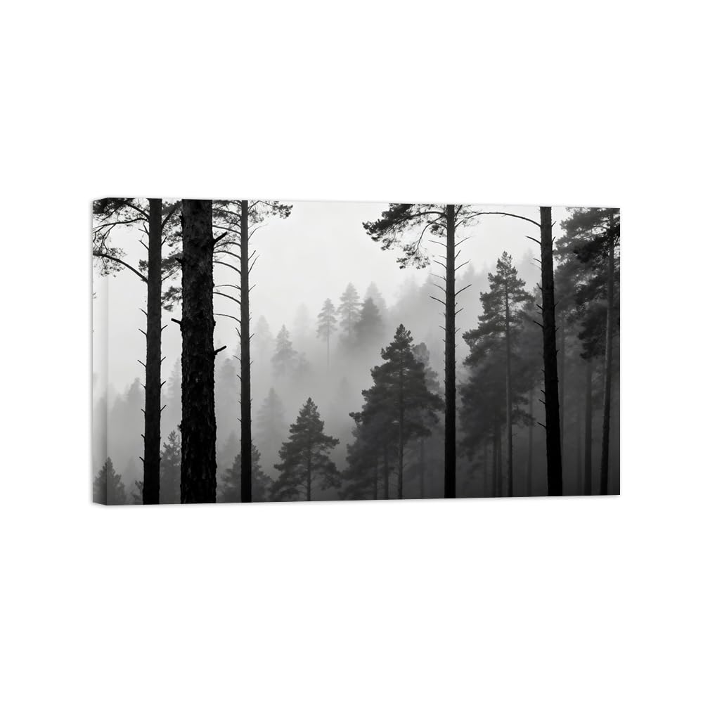 OZPWBVY Black and White Landscape Print Painting-Forest Tree 4-Minimalist Canvas Wall Art Picture for Home Ready to Hang 24x39in 60x100cm Wrapped Canvas
