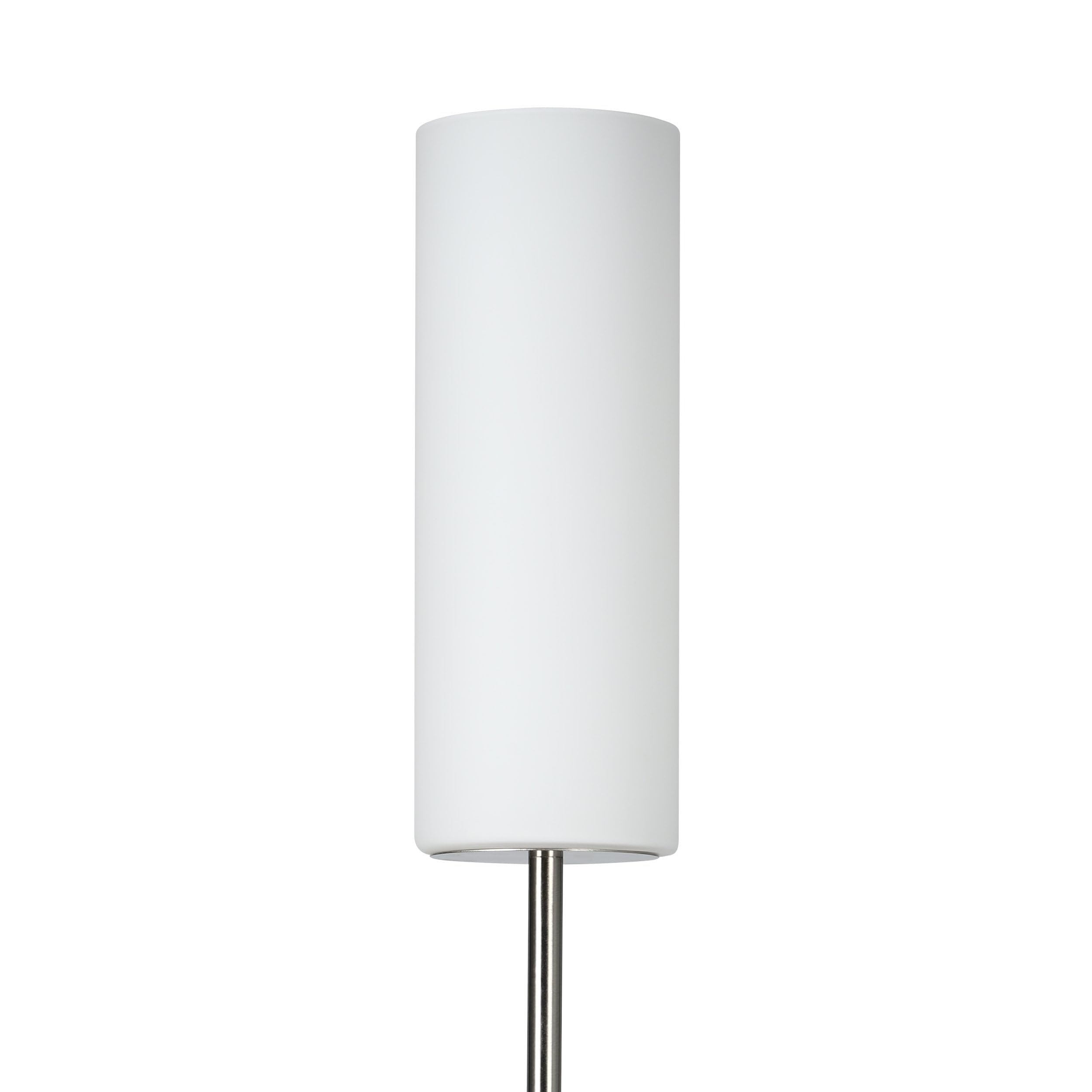 EGLO Stehlampe Troy 3, 1 flammige Stehleuchte, Material: Stahl | Farbe: Nickel matt, Glas: satiniert weiß, Fassung: E27, inkl. Trittschalter