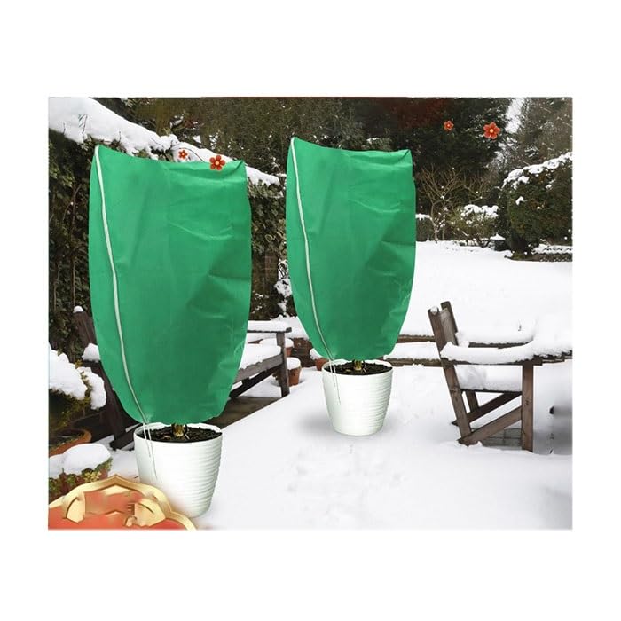 Cubiertas para plantas para protección contra la congelación, 2 paquetes de mantas contra heladas con cordón de cremallera, protección contra el clima de invierno para plantas de jardín, duraderas y