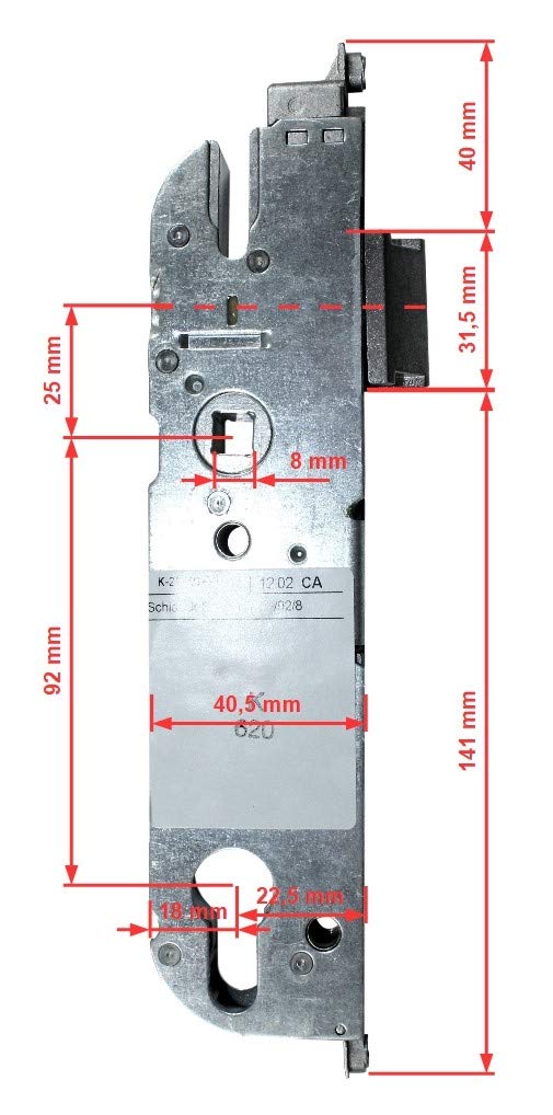GU Secury Reparatur Schlosskasten Hauptschloss 6-30844-AP-0-1 oder auch K-20046-AF-0-1, Dornmaß: 25mm (22,5mm) / Entfernung: 92mm, incl. SN-TEC® Montagematerial & SN-TEC® Montageanleitung