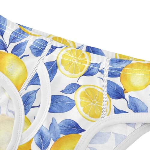 Wusikd Lemon Blue Leaves Boys' Underwear Cotton Yellow Boys Briefs Soft Toddler Underwear 2T4