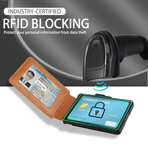 Slim AirTag Wallet for Men - Pop-Up Aluminum Case, RFID Blocking Leather Bifold with Money Clip & Card Slots, Includes Gift Box,No Airtag Included,Brown2
