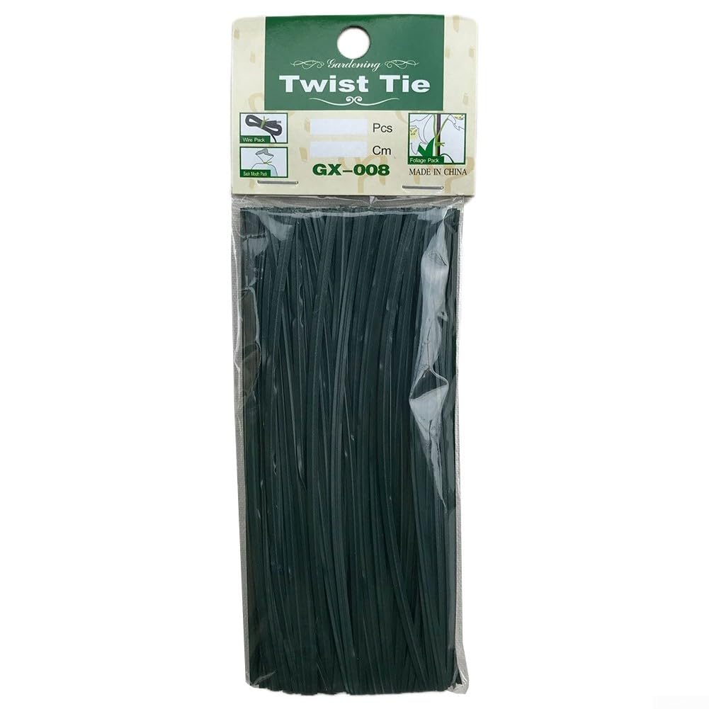 200pcs Garden Plant Ties 15cm Plastic Coated Wire, Green Twist Ties for Supporting Climbing Plants, Vegetables and Flowers, Flexible Cable Organiser(dark green)
