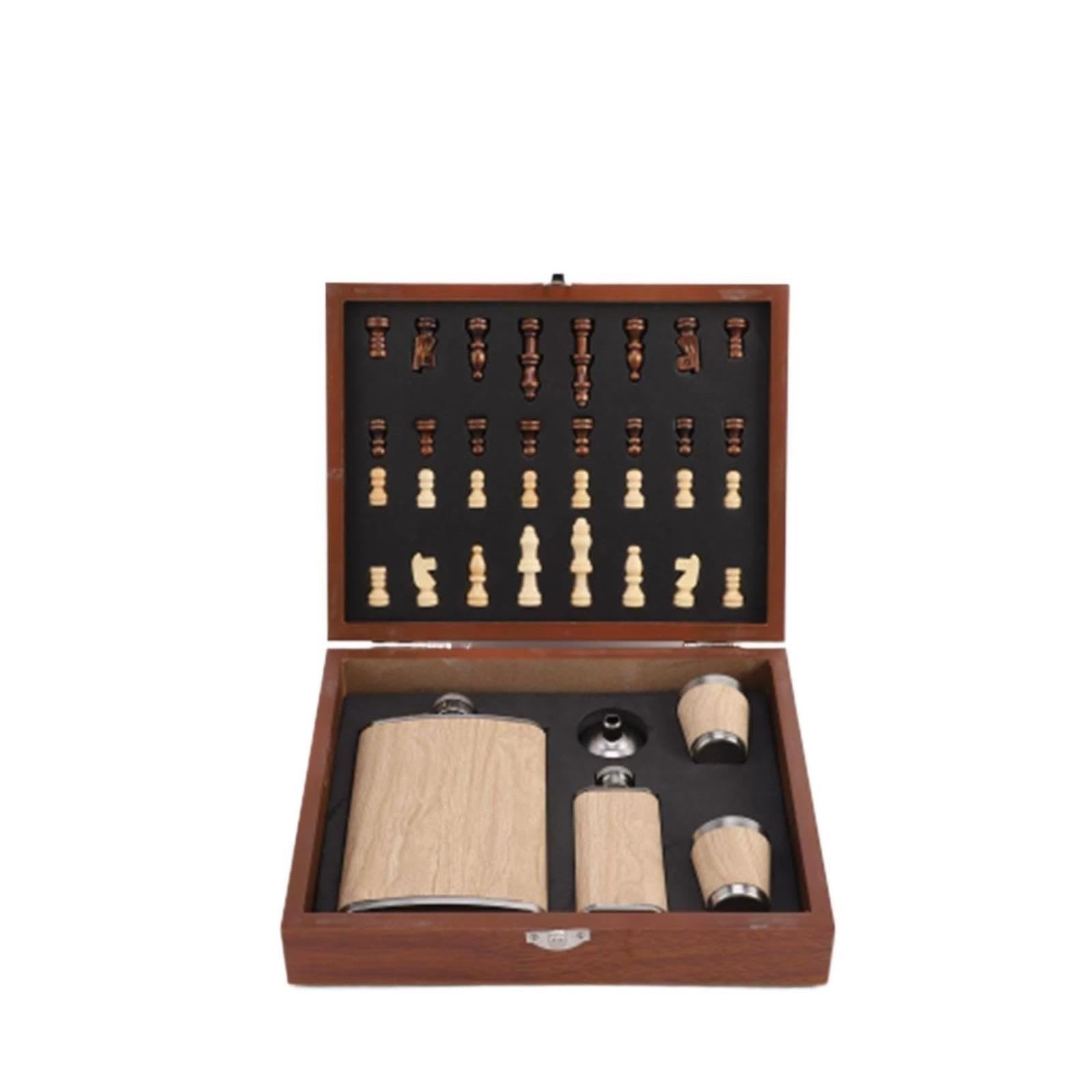 Kit de Embudo de Tazas de Whisky portátil de ajedrez de Madera Ajedrez