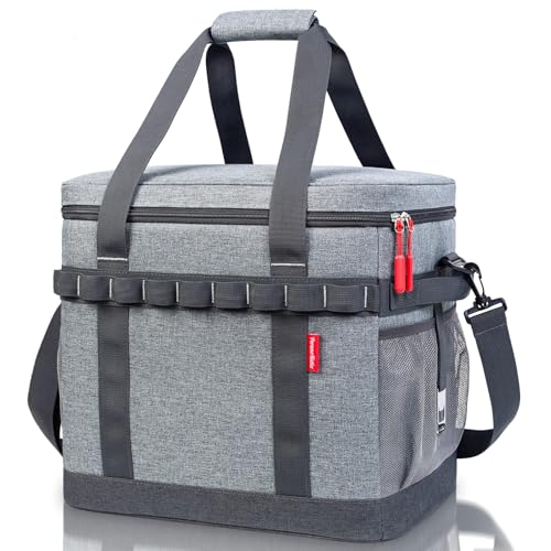 PeranoRidia Nevera Portatil 40L, 12 Horas de Refrigeración, Bolsa Nevera Isotermica Porta Alimento Grande con múltiples Asas, Bolso Termica Plegable para Camping, Picnic, Playa