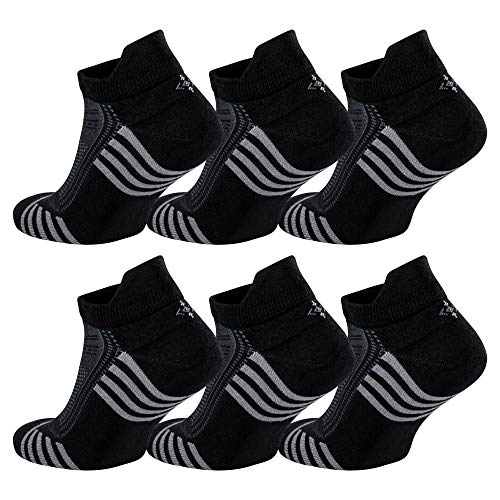 LaFinka Ankle Socks (6 Pairs) with Heel Tabs Natural for Men or Women Sports and Athletic Performance Wear (Black)