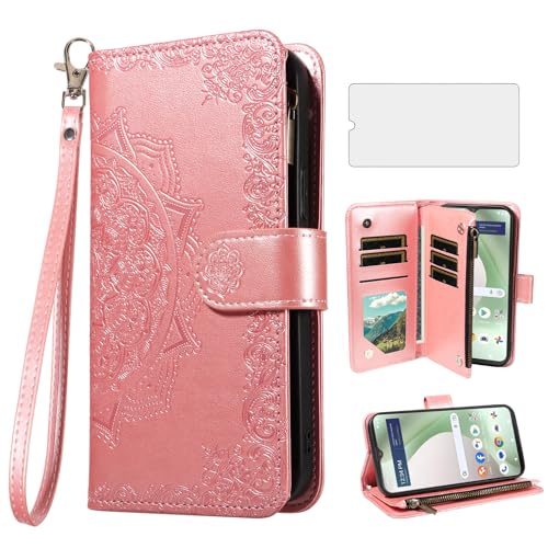 Housse BLU View 5 Tracfone de qualité supérieure style fleur et verre