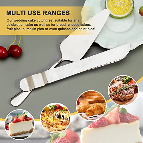Mtbkeltics 3Pcs Cake Cutting Set, Wedding Cake Knife And Server Set, Professional Pie Spatula Stainless Steel Cake Cutter For Cake, Pizza, Dessert, Pie, Birthday Anniversary Christmas Gift (Silver) #TOP3