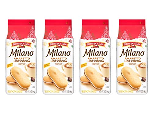 Pepperidge Farms Cookies Limited Edition Milano Amaretto Hot Cocoa Cookies - Pack of 4 Bags - 15 Cookies Per Bag - 60 Cookies Total - Bulk Limited Edition Pepperidge Farms Milano Cookies