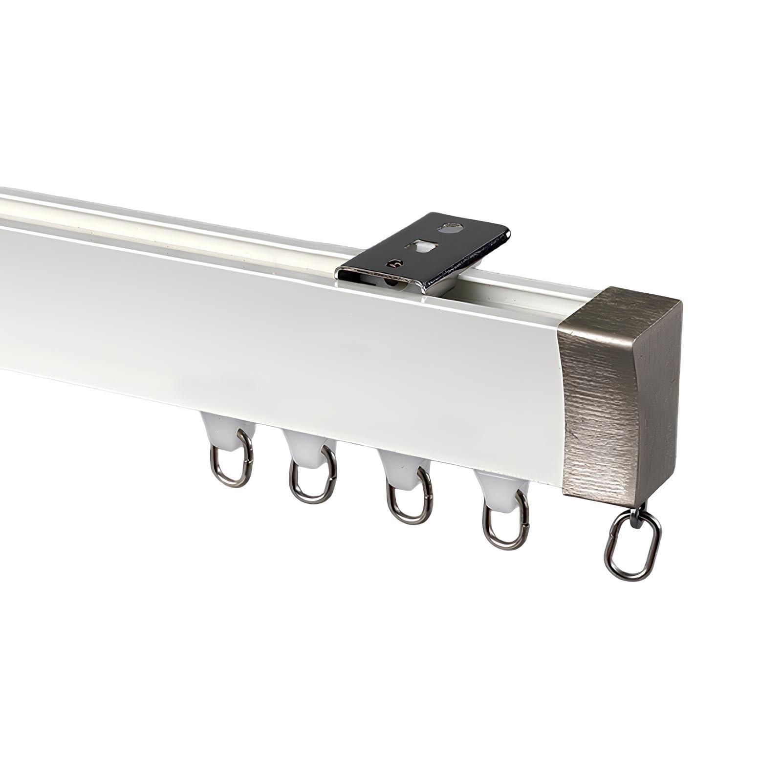 Rail de Rideau en Aluminium, Tringles à Rideaux pour Séparation de Pièce, Bureau, Salon, Chambre, Balcon, Fixé au Plafond/au Mural(White-Ceiling,1.40m)