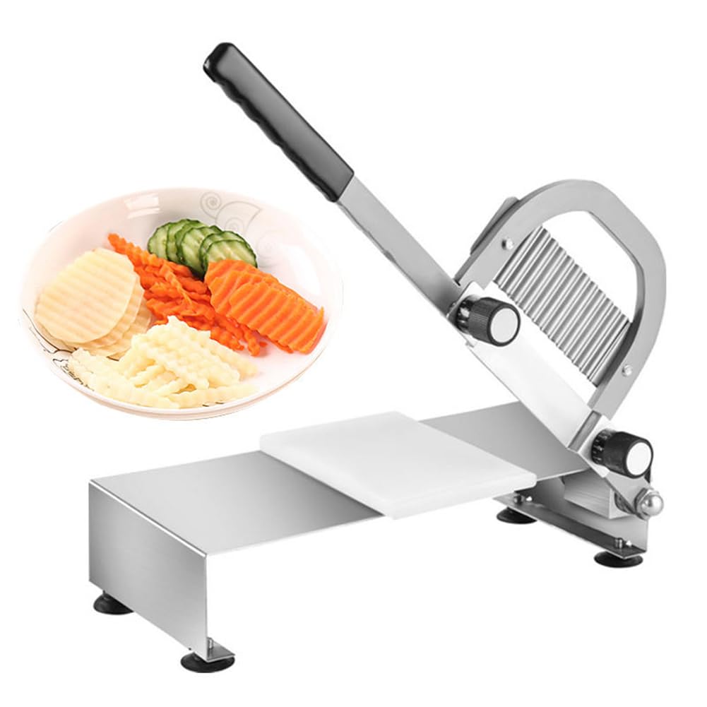 KJZQXYX Wolf Tooth Potato Slicer,Commercial Stainless Steel Wavy Crinkle Potato Knive,Manual French Fry Cutter,for Home Kitchen Restaurant