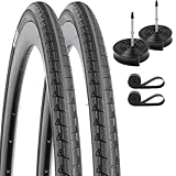 YunSCM 2本セット,700 28c タイヤ,700x28c/30c 28-622 自転車タイヤ+ 700x25/34c チューブ 肉厚 仏式バルブ60mm+リムテープ+タイヤレバ,適用 700x28c/700x30c ロードバイク,Y-1054