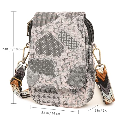 Image of SILKAREA Embroidered Cute Mini Crossbody Bag for Women Small Handbags Wristlet Wallet Bag Cell-phone Pouch Coin Purse