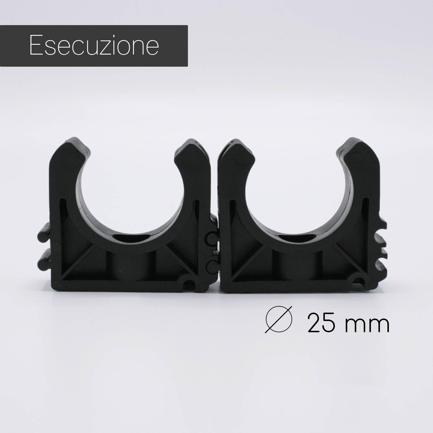 10 fascette per tubi PVC 25 mm con foro vite I clip fermatubo apribile in plastica nera I per impianti piscina linee pressione e aspirazione I bm159