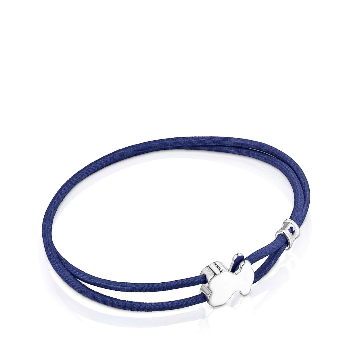 TOUS Pulsera Elástica en Azul para Mujer con Motivo de Osos En Plata de Primera Ley 1,1cm, 17 cm de Largo, Simple y Versátil, Colección Sweet Dolls
