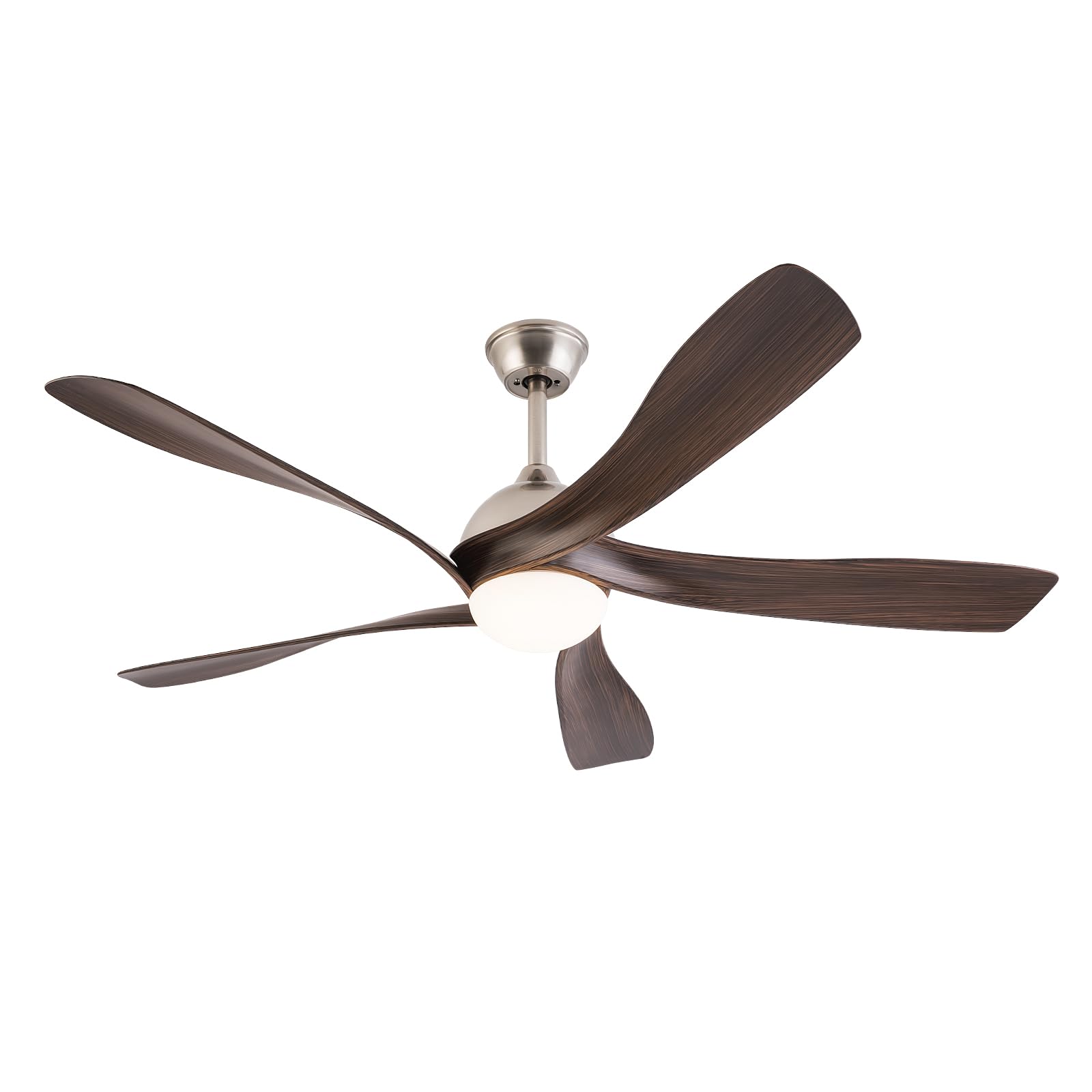 Baitai 56 inch Simple Ceiling Fan with Light Large Airflow 6 Speed Reversible DC Motor 18W Tri-Color LED Indoor Ceiling Fan with Remote (Silver)