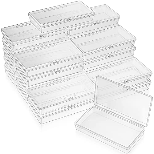 Image of SATINIOR 24 Packs Small Clear Plastic Beads Storage Containers Box with Hinged Lid for Storage of Small Items, Crafts, Jewelry, Hardware(4.8 x 2.4 x 0.9 in)