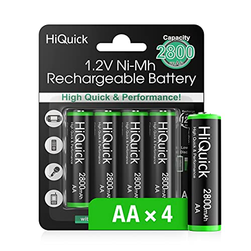 HiQuick AA High-Capacity Rechargeable Batteries 2800mAh Triple A NiMH Battery Retail Pacakge Pack of 4