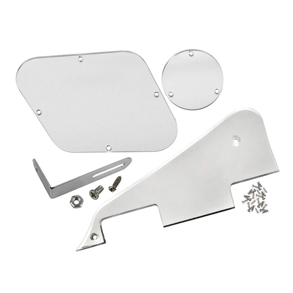 Guitar Parts Silver Mirror Style Guitar Pickguard Back Plates Set with Metal Bracket for LP Style Guitar