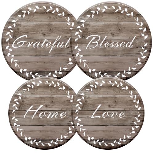 Stylish Burner Covers Set of 4 for Range Accessories Gratitudes Wood Board Metal Stove Burner Cover for Expanding Counter Space Stovetop Decor Burner Covers for Electric Stove