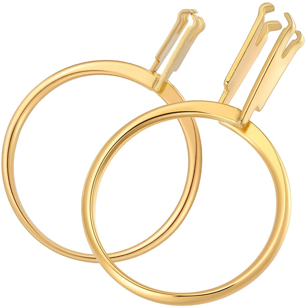 SUNNYCLUE 1 Box 2 Sizes Gold Ring Try-On Tool Ring Stone Holder Metal Gemstone Diamond Crystal Stand Show Display Claw Prong Jewellery Settings for Loose Stones Wedding Try on Jewelers Crafts Support