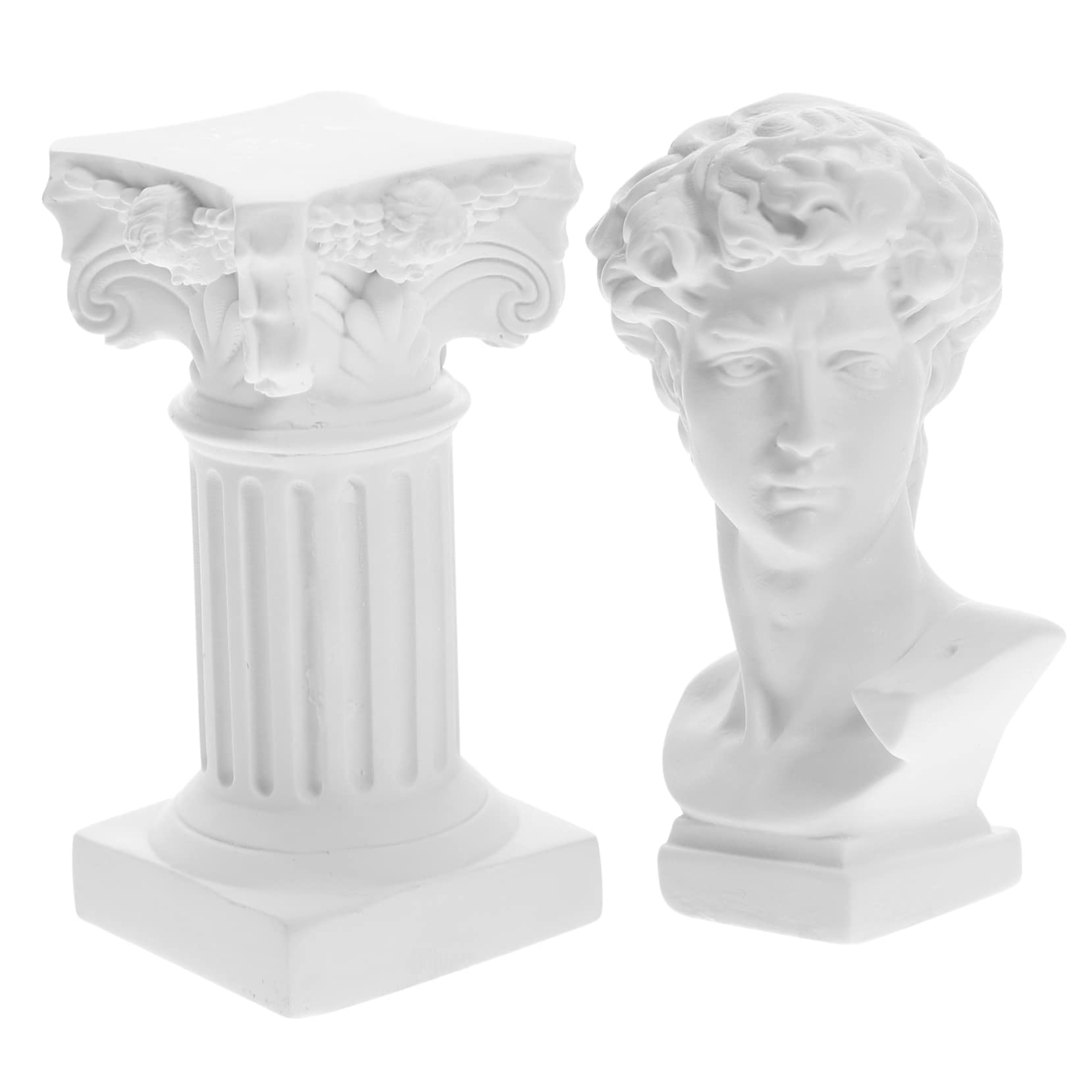Alipis 1 Juego Adornos de Estatua Escultura Mini Adornos Modernos columnas Romanas Columna Romana Adorno de David de Resina decoración de Estatua Griega de Resina Valor