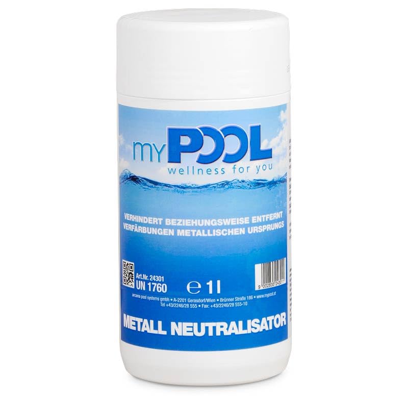 myPOOL Metall Neutralisator 1,0 l - Entfernt und verhindert Metallablagerungen im Poolwasser - Ideal bei Brunnen- und Grundwasser - Flüssigkonzentrat zur Wasserpflege