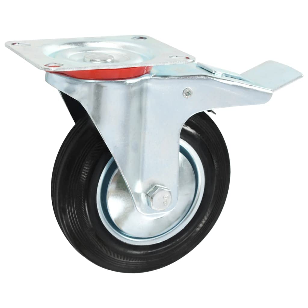 16 ruote girevoli da 160 mm in gomma con rivestimento in zinco, portata 150 kg, 8 ruote con freno, per carrelli di trasporto, officina, magazzino, industrie, carrelli a piattaforma