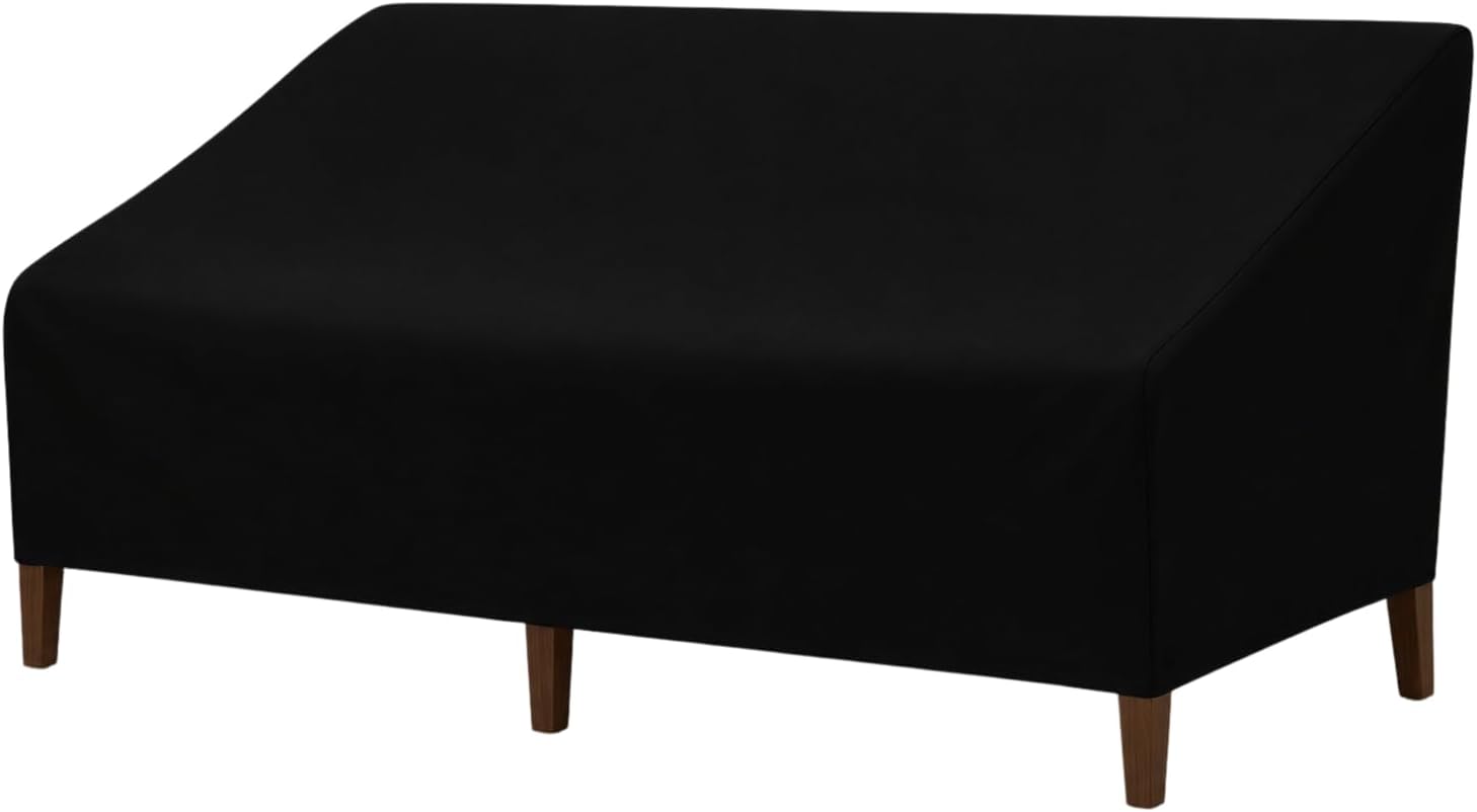 KHOOBREZ Indoor Outdoor Bench, 2-Seater Patio Chair Dust Waterproof Garden Furniture Sofa (Black), Polyester
