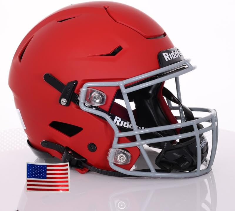 Riddell SpeedFlex Adult 2025 w/Light Gray SF-2BD Facemask + US Helmet Flag Decal - Green Gridiron