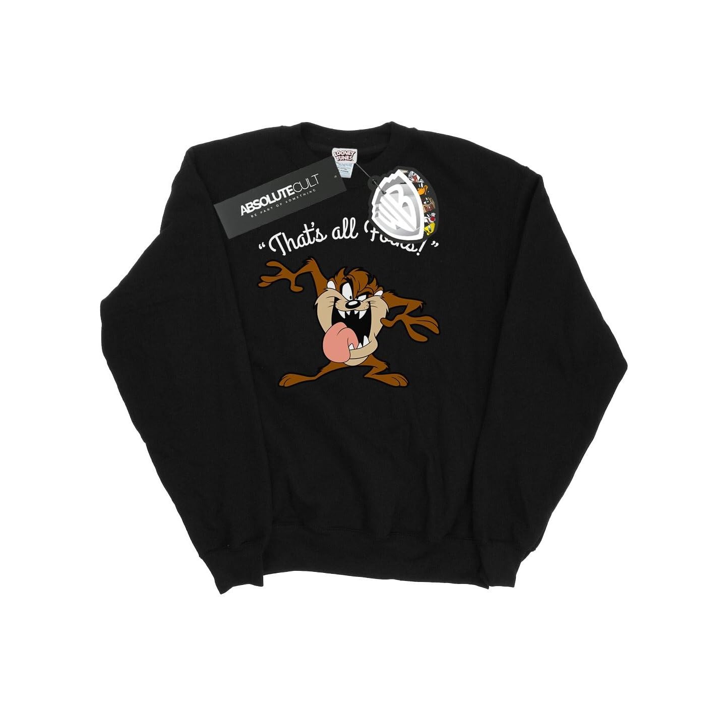 LOONEY TUNES Men's Taz That's All Folks Sweatshirt Large Black