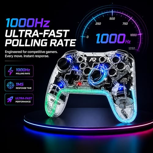 Image of ARcNet Spectra Wireless Controller Compatible for, PC iOS, Android, PS4, PS3 and Cloud Gaming , Tri-Mode | 2.4GHz + Bluetooth + Wired | with 1000Hz Polling Rate, RGB , Dual Vibration, and Turbo Function 6-Axis Gyro,Hall Effect Joysticks and Triggers