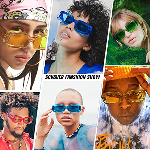 SCVGVER Y2K Trendy Rectangle Sunglasses for Women Men, Cute 90s Square Sunglasses, UV400 Protection4