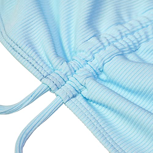 meioro Solid Color Women's Swimsuit Bottoms Tie Front Swimwear Bottom High Waist Drawstring Bikini Shorts Bathing Suits4