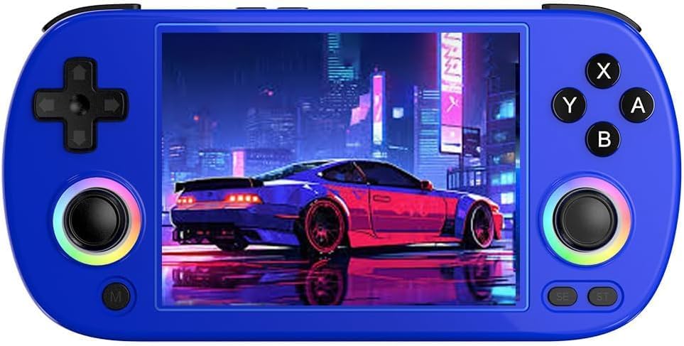 RG40XX H Console de Jeu Portable r&eacute;tro avec Joystick RVB, &eacute;cran IPS 4 Pouces, Carte TF 64 G int&eacute;gr&eacute;e et 5571 Jeux, Prend en Charge WiFi Blueto (Bleu, 64 G)