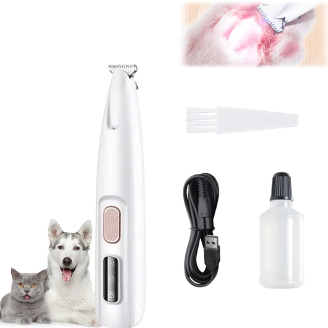 QITELL Pet Micro Precision Trimmer, 2024 New Low Noise Cordless Dog Claw Trimmer, Waterproof Rechargeable Pet Shaver with LED Lights, for Pet Grooming