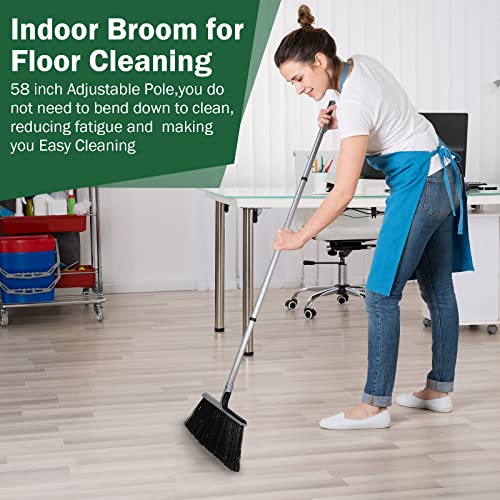 Mumufy Heavy Duty Commercial Broom Bulk Outdoor Broom Indoor Broom For Floor Cleaning Household Angle Brooms With 58 Inch Long Handle For Garage Kitchen Office Patio Courtyard Concrete (5 Pcs) #TOP4