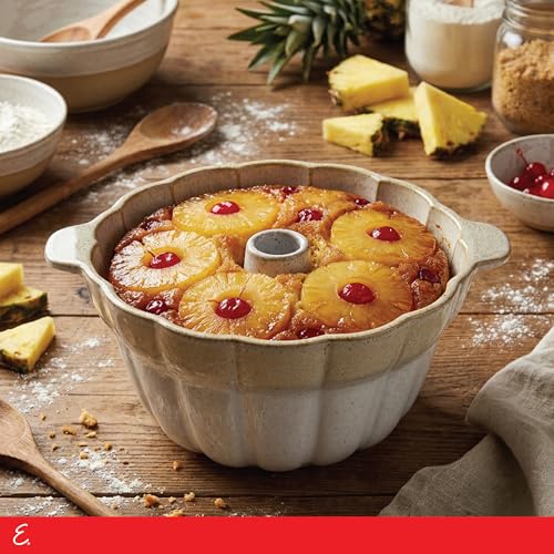 Image of Emeril Lagasse Fluted Cake Pan Stoneware 9.5 in - Pound Cake Baking Pan, Perfect for Baking Delicious Cakes!