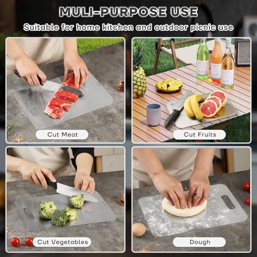 Katori Titanium Cutting Boards for Kitchen-100% Pure Titanium Cutting Board set Double Sided Non Toxic Titanware Chopping Board,Dishwasher Safe Metal Cutting Boards FathersDay Gifts(1PC-S-8x11.5In) - 4