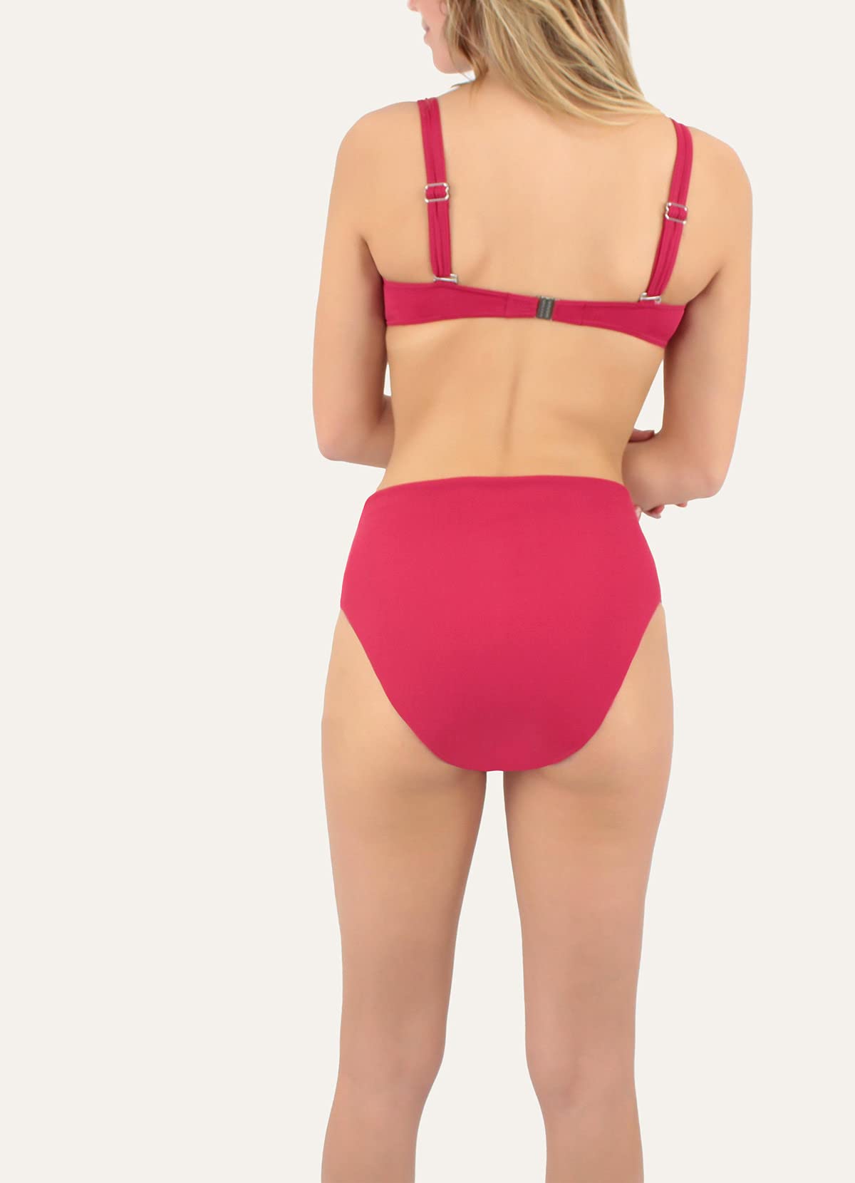 Janine Robin Bas de Maillot de Bain Culotte Haute Couvrante Darling Rouge