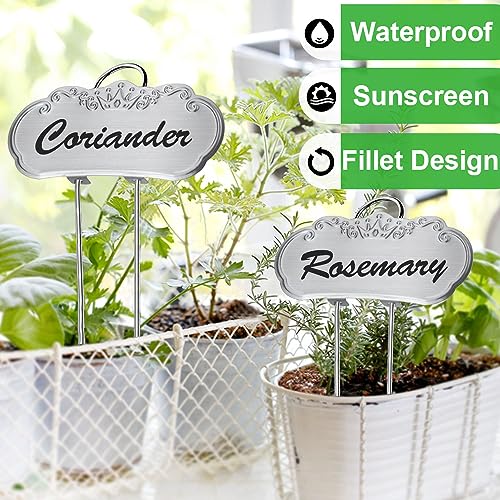 Metal Plant Labels,Tall Outdoor Garden Markers for Flower, Fruit and Vegetable, 304 Stainless Steel Weatherproof Signs (25 Packs, 4" x 1.9", Silver)