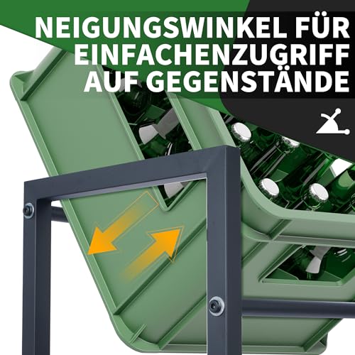 DFENG Getränkekistenregal für 9 Kästen Getränkeregal Metall 3 Ebenen Getränkekistenhalter Kistenständer Standregal Bierkistenregal Wasserkistenregal Kistenregal Schwarz, 98x31x114.5 cm