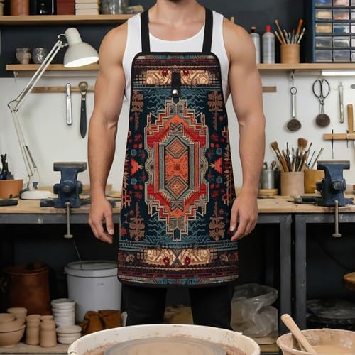 Delantal con diseño mexicano y 8 bolsillos ajustable miniatura 4