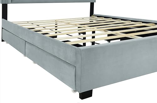 Miniatura 85 de Base de cama flotante tamaño Queen con luces LED y carga USB, marco de cama LED de plataforma tapizada moderna, no necesita somier (blanco-1)