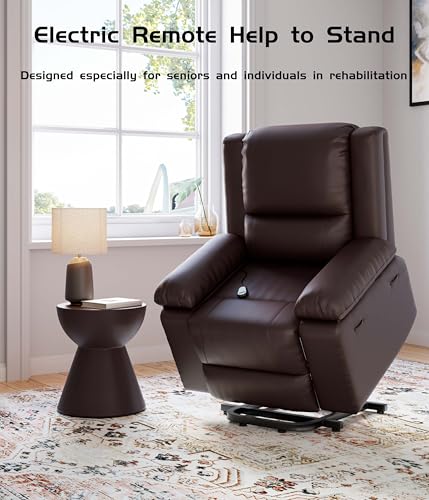 Image of GarveeHome Oversized Wide Power Lift Recliner Chair - Heat and Massage, Faux PU Leather, Adjustable Back and Legs, Electric Lift Chair Designed for The Elderly and People with Mobility impaired