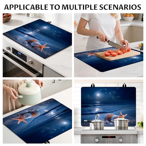 Image of BVBOX 28.5 inch x 20.5 inch Stove Top Cover Mat for Electric Stove, Non-Slip Stove Cooktop Countertop Protector Cover Pad Washable Absorbent for Kitchen Home Decoration (Ocean Night, 28.5 inch*20.5 inch)
