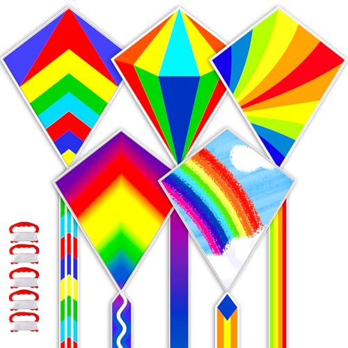 5 Pack Kites,Easy to Fly Kite for Kids Ages 3-5 4-8 & Beginners Beach Lawn Family Party Favor, Colorful Flying Kite Outdoor Toys for Boys Girls Age 3 4 5 6 7 8 9 10+ Years Old Birthday Gifts
